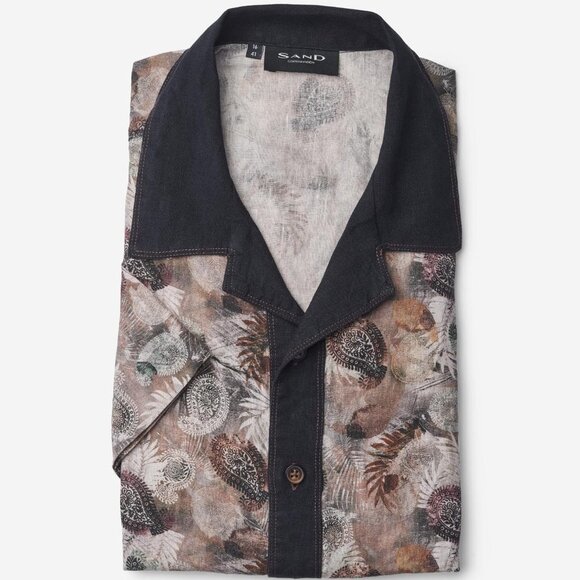 SAND Copenhagen Men's Collared Linen Shirt Denim Paisley - Picture 5 of 8